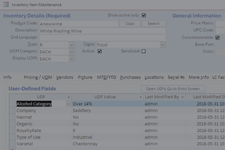 User Defined Fields in Blue Link ERP